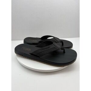 Flojos Flip Flop‎ Thong Sandals Men's Size 9 Black/Tan Sole